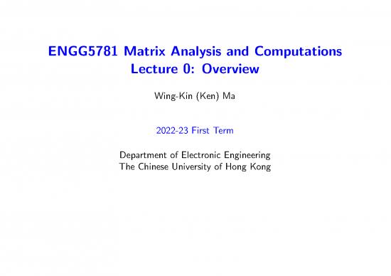 picture Matrix Pdf 172958 | Lecture 0  Course Info