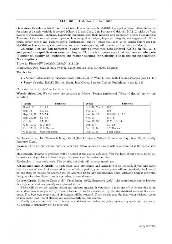 picture Thomas Calculus Pdf Download 172678 | Mas101 Fall 2016 Syllabus
