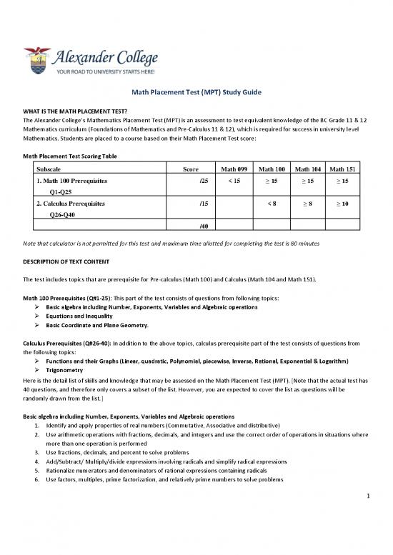 picture_Calculus Pdf Download 171793 | Math Placement Test Study Guid2022
