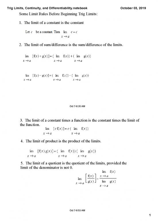 picture Limit Of Trigonometric Functions Pdf 173584 | Trig Limits Notes