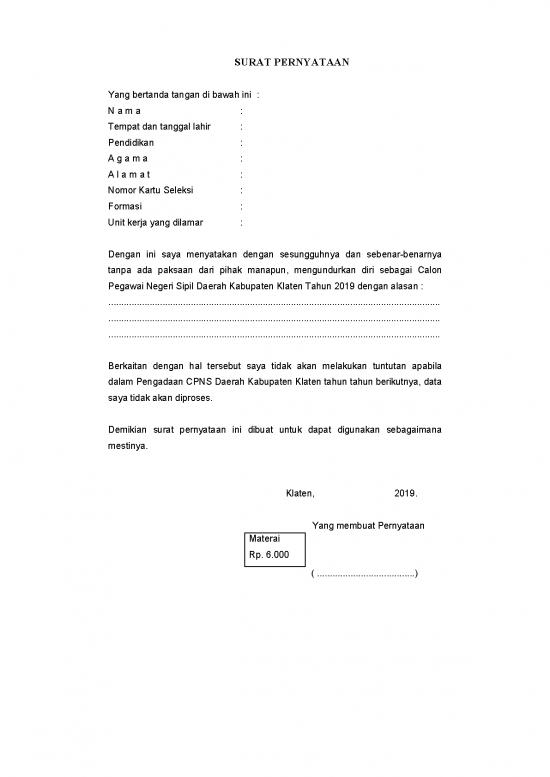 picture1_File - Surat Pernyataan Id 16780 | 20 Form Surat Pengunduran Diri Cpns