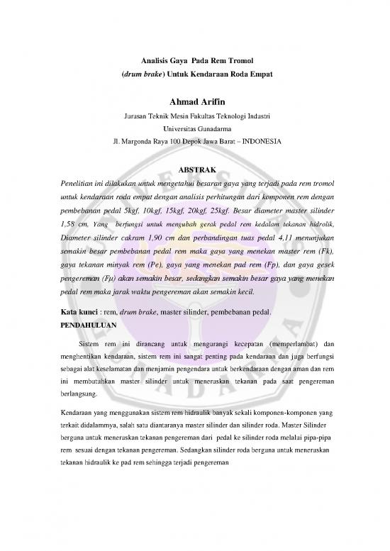 picture_Analisis Gaya Pada Rem Tromol Ug | Teknik Mesin - Rem Tromol Id 18275