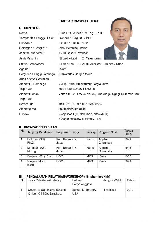 picture1_Daftar Riwayat Hidup Mudasir Versi Caldek Departemen Kimia Fakultas Mipa Ugm | File - Daftar Riwayat Hidup Id 15809