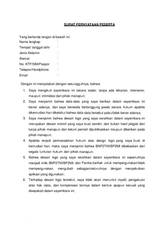 picture_Data 26 11 2019 Surat Pernyataan Peserta Design Logo Bp2mi | File - Surat Pernyataan Id 17499