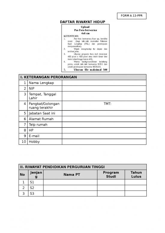 picture_Form 13 Ppdaftar Riwayat Hidup Fix | File - Daftar Riwayat Hidup Id 15842
