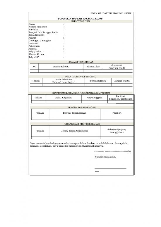 picture Form  Daftar Riwayat Hidup | File - Daftar Riwayat Hidup Id 15845