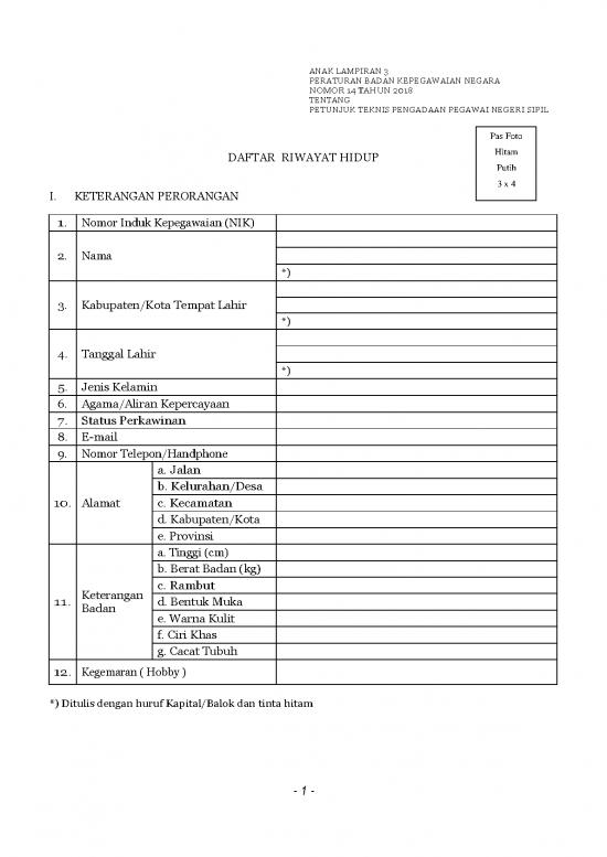 picture1_Form Drh Dan Surat Pernyataan Versi 1 Dari Bkn | File - Daftar Riwayat Hidup Id 15812