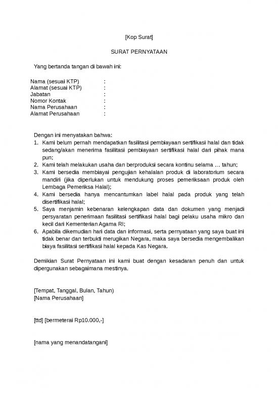 picture_Format Surat Pernyataan | File - Surat Pernyataan Id 17767