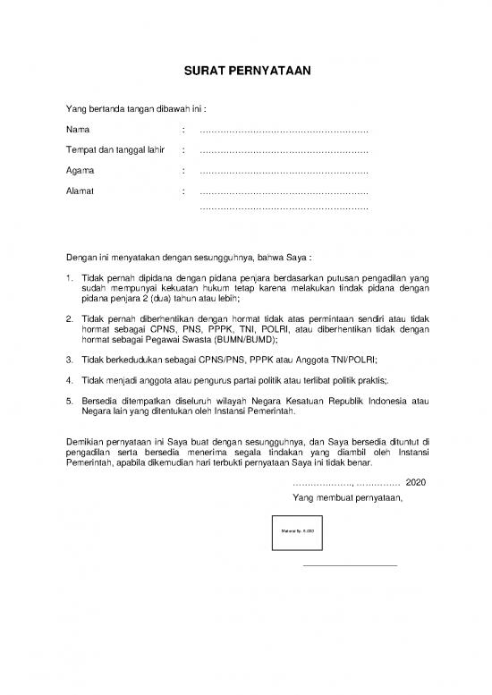 picture_Format Surat Pernyataan 5 Poin Pppk | File - Surat Pernyataan Id 17807