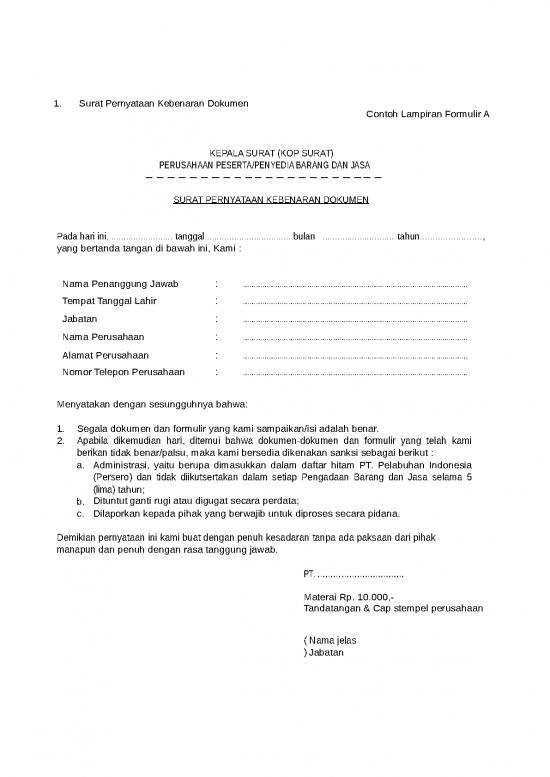picture_Format Surat Pernyataan Penyedia | File - Surat Pernyataan Id 17766