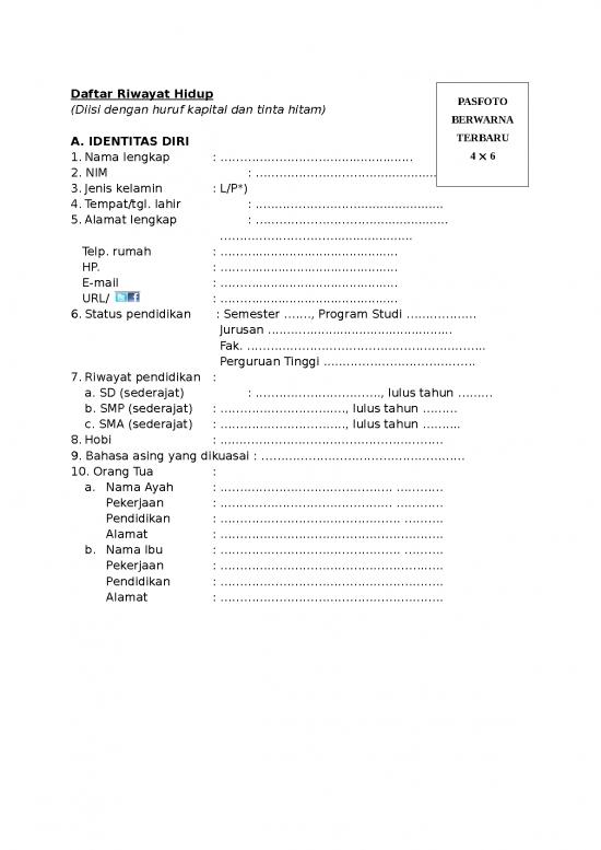 picture_Formulir Daftar Riwayat Hidup Mawapres 20151 | File - Daftar Riwayat Hidup Id 15768