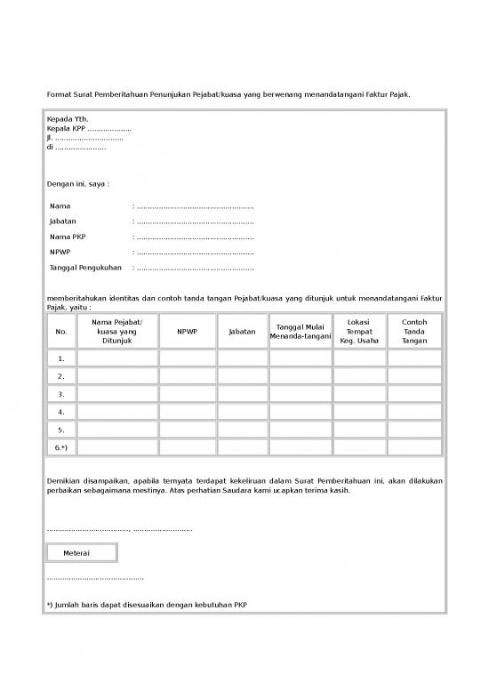 picture1_Formulir Pemberitahuan Speciment Tanda Tangan Faktur Pajak | File - Surat Pemberitahuan Id 18350