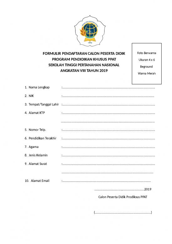 picture1_Formulir Pendaftaran Calon Peserta Didik Podiksus Ppat 2019 | File - Daftar Riwayat Hidup Id 15894