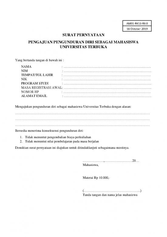 picture Formulir Surat Pernyataan Pengunduran Diri Sebagai Mahasiswa Ut | File - Surat Pengunduran Diri Id 17081