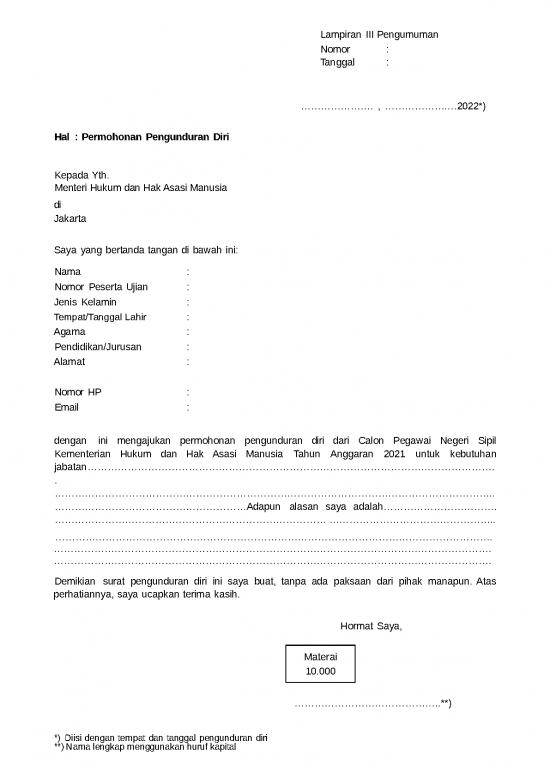 picture Lampiran Ii Surat Pernyataan Pengunduran Diri | File - Surat Pernyataan