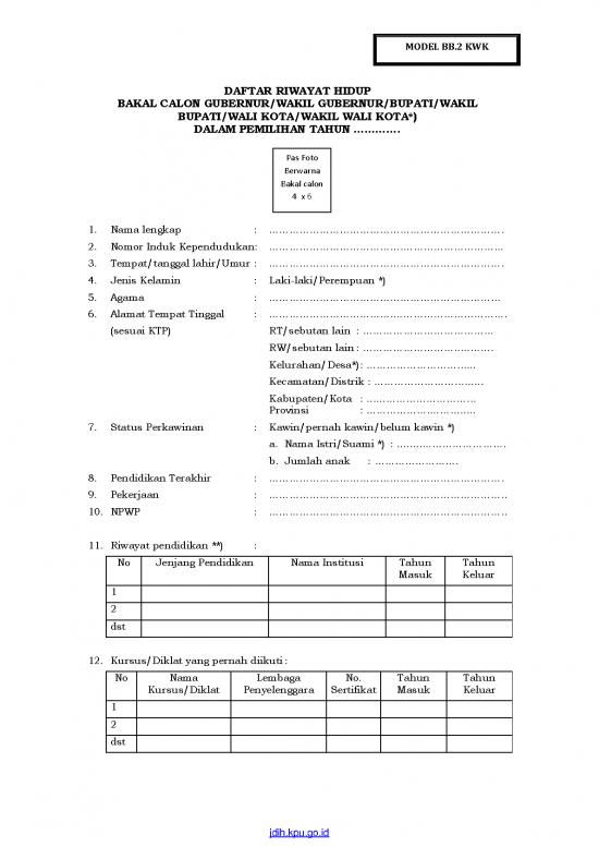 picture_Model Bkwk Daftar Riwayat Hidup | File - Daftar Riwayat Hidup Id 15787