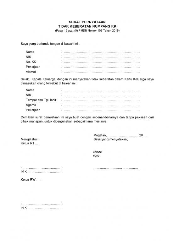 picture1_Pendatang Numpang Kk | File - Surat Pernyataan Id 17523