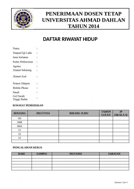picture1_Riwayat Hidup Bakal Calon Dosen Uad 2014 | File - Daftar Riwayat Hidup Id 15906