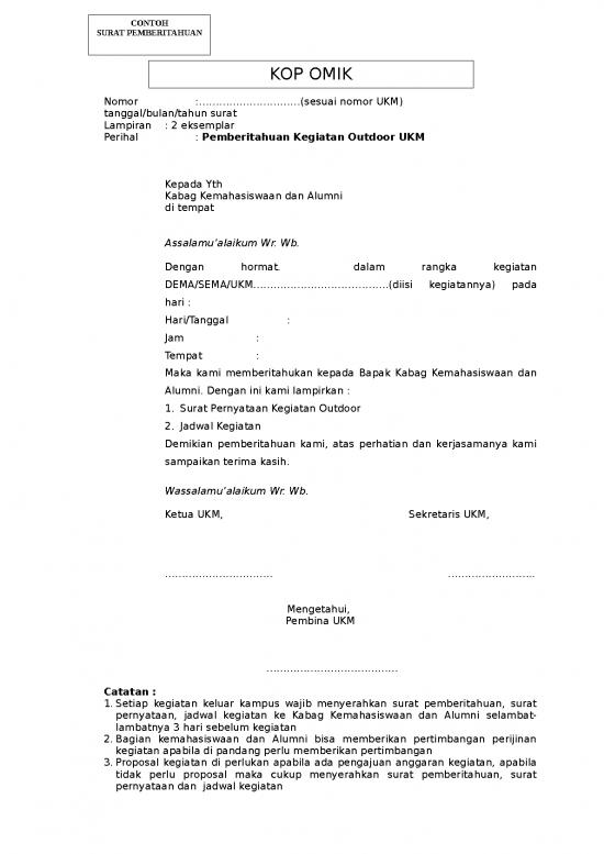picture_Surat Penryataan Keg Outdoor Omik | File - Surat Pemberitahuan Id 18367