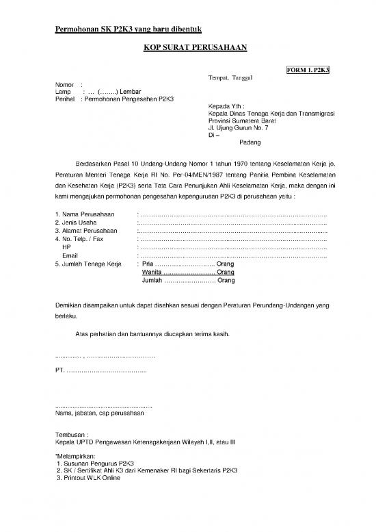 picture Presentasi Usaha 16617 | Surat Permohonan P2k3