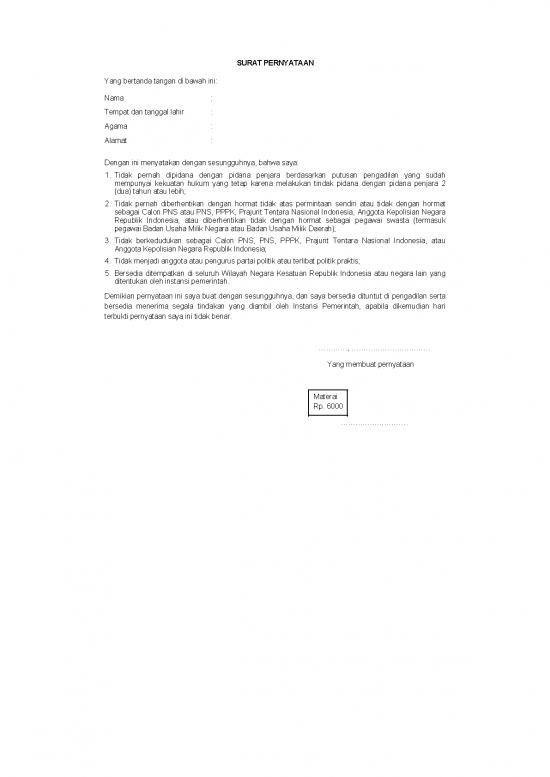 picture Surat Pernyataan 5 Point Pppk | File - Surat Pernyataan Id 17491