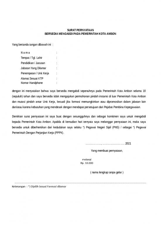 picture_Surat Pernyataan Bersedia Mengabdi | File - Surat Pernyataan Id 17455
