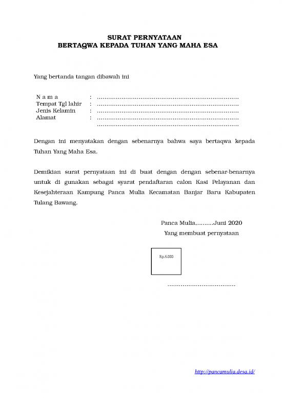 picture1_Surat Pernyataan Bertaqwa Kepada Tuhan Yang Maha Esa | File - Surat Pernyataan Id 17599