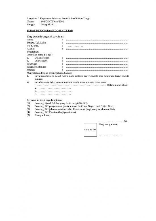 picture1_Surat Pernyataan Dosen Tetap Format Sk 108 | File - Surat Pernyataan Id 17512