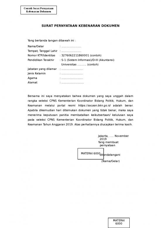 picture1_Surat Pernyataan Kebenaran Dokumen Cpns Kemenko Polhukam Ta 2019 | File - Surat Pernyataan Id 17743