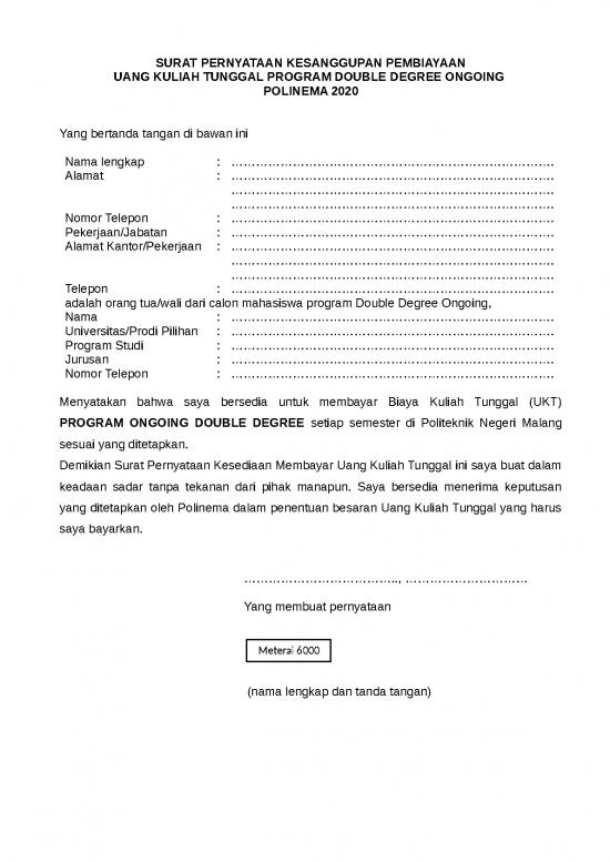 picture_Surat Pernyataan Kesanggupan Membayar Program Dd 2020 | File - Surat Pernyataan Id 17592