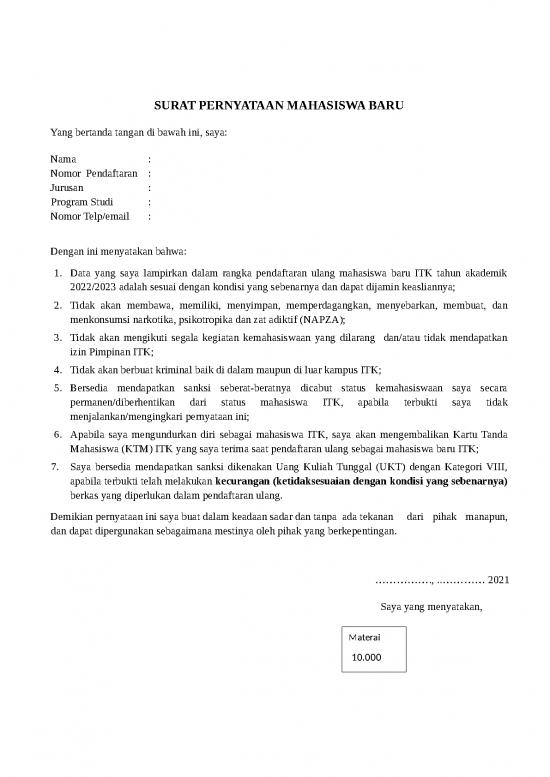 picture_Surat Pernyataan Mahasiswa Baru | File - Surat Pernyataan Id 17608