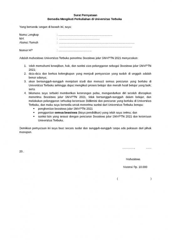 picture_Surat Pernyataan Mahasiswa Snmptn 2021 Ut | File - Surat Pernyataan Id 17839