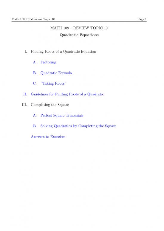 picture Solving Quadratic Equations Pdf 175621 | 108 Review 10