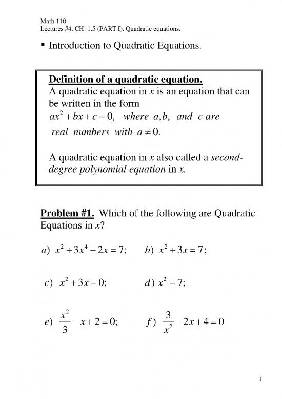 picture Solving Quadratic Equations Pdf 176161 | Lecture 04