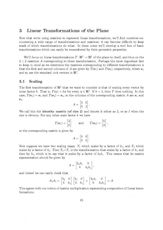 picture Matrices Pdf Notes 174474 | Linear Transformations Of The Plane