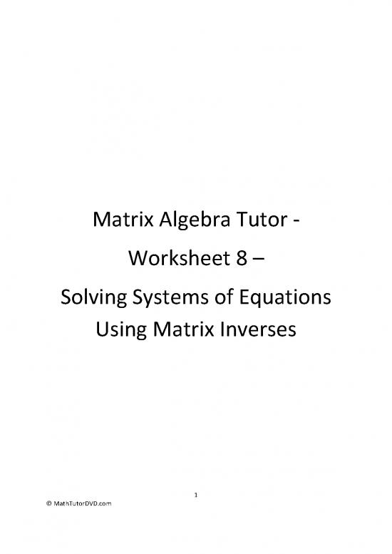 picture Matrix Pdf 175956 | Matrix Algebra Tutor   Workdheet 8   Solving Systems Using Matrix Inverses