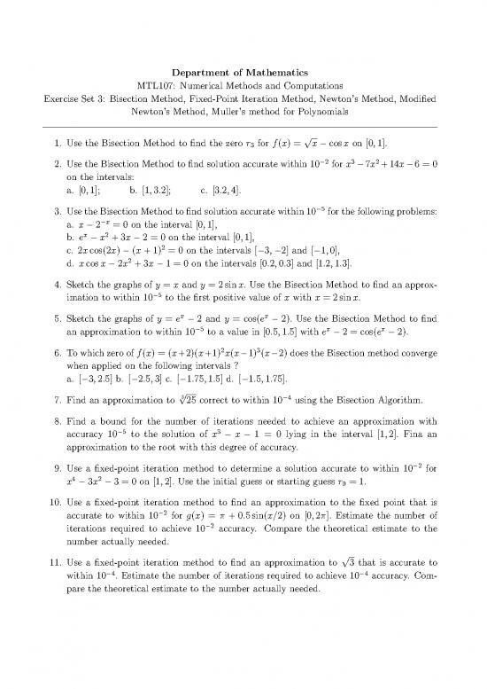 picture Bisection Method Example Problems With Solution Pdf 176209 | Mtl107 Set 3