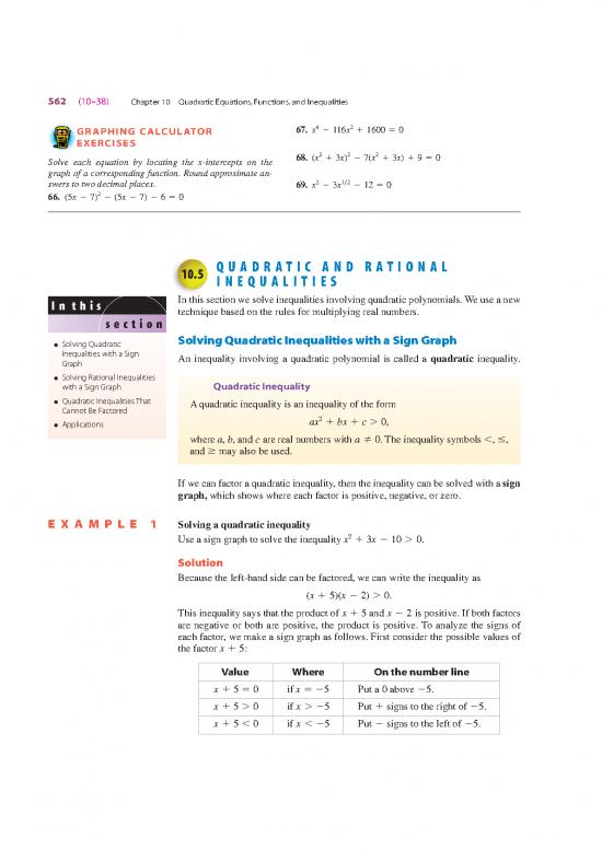 picture Quadratic Inequalities Pdf 175369 | Sect10 5