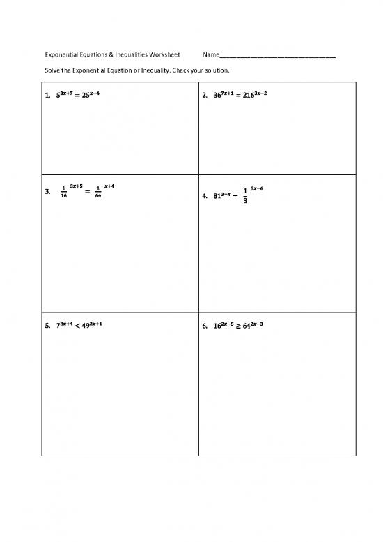 picture Equations And Inequalities Pdf 176863 | Solving Exponential Equations Inequalities Worksheet