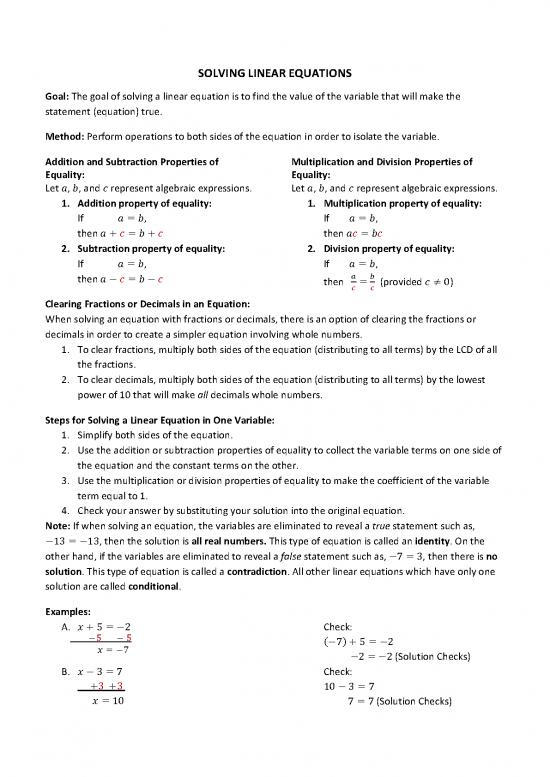 picture_Solving Equations Pdf 175660 | Solving Linear Equations