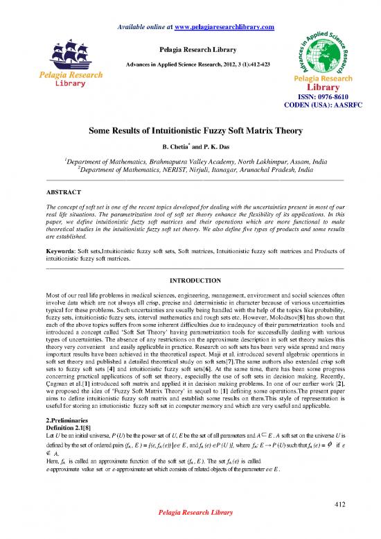 picture_Matrix Pdf 174545 | Some Results Of Intuitionistic Fuzzy Soft Matrix Theory