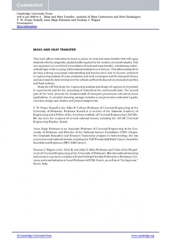 picture Heat Transfer Pdf 178986 | 9780521886703 Frontmatter