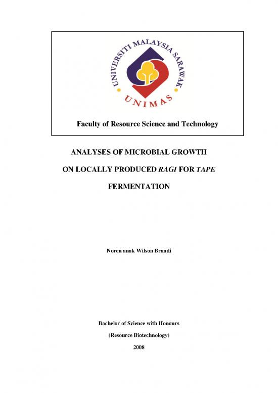 picture Fermentation Pdf 179474 | Analyses Of Microbial Growth On Locally Produced Ragi For Tape Fermentation 24 Pgs