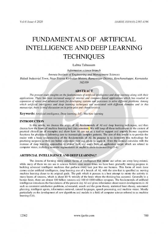 picture_Fundamentals Of Deep Learning Pdf 179900 | Fundamentals Of  Artificial Intelligence And Deep Learning Techniques Ijariie12362