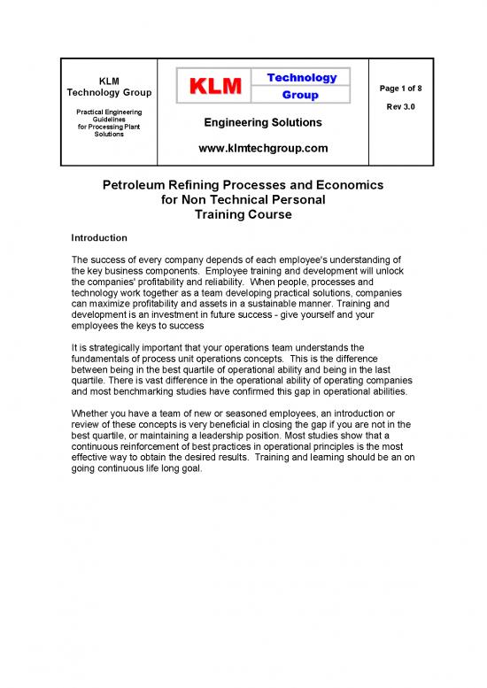 picture Petroleum Refining Process Pdf 178089 | Klm Refining Non Technical Training Course Rev2