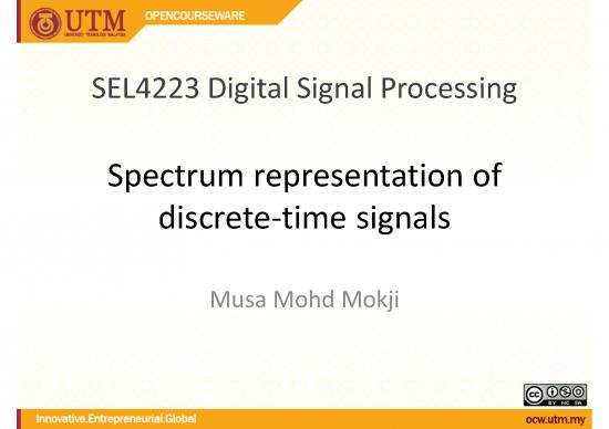 picture_Fourier Transformation Pdf 179978 | M7   Spectrum Representation Of Discrete Time Signals