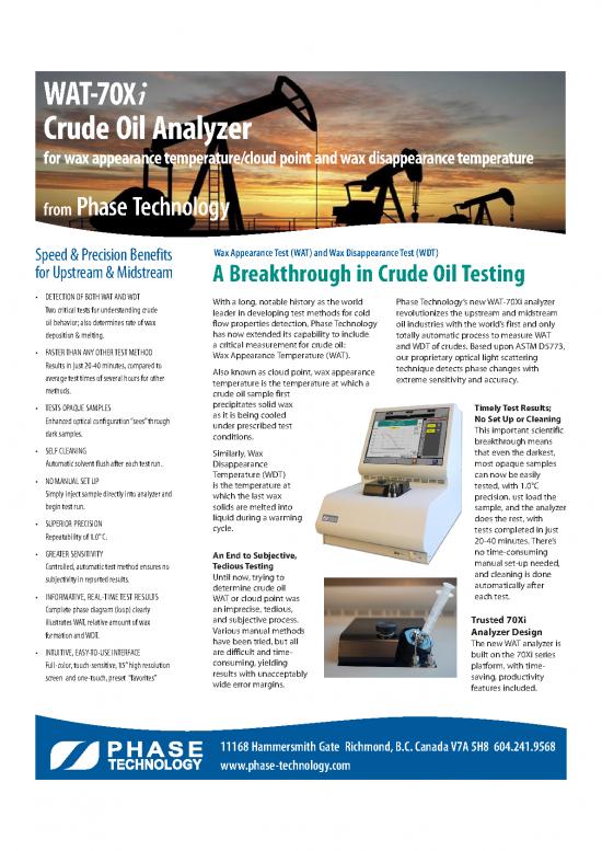 picture_Oil Pdf 178028 | Phase Technology Wat 70xi Crude Oil Analyzer