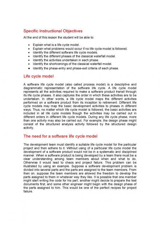 picture_Waterfall Model Pdf 179657 | Rohan Mukherjeesoftware Development Life Cycle, Classical Waterfall Model2020 05 11class2