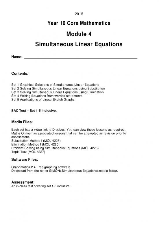 picture Problem Solving In Mathematics Pdf 178361 | Yr10 Simultaneous Equations 2016