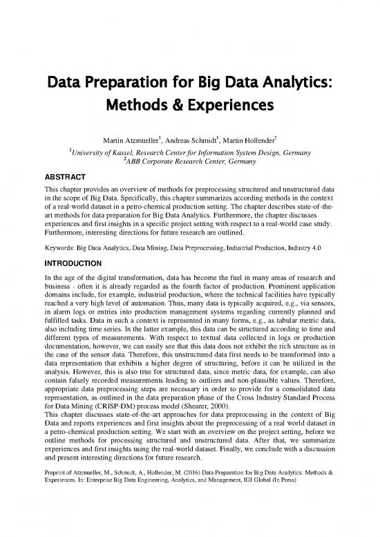 picture1_Data Preprocessing In Data Mining Pdf 180958 | Atzmueller Preprint Big Data Preparation Methods